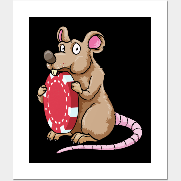 Beautiful rat is nibbling on a poker chip Wall Art by Markus Schnabel